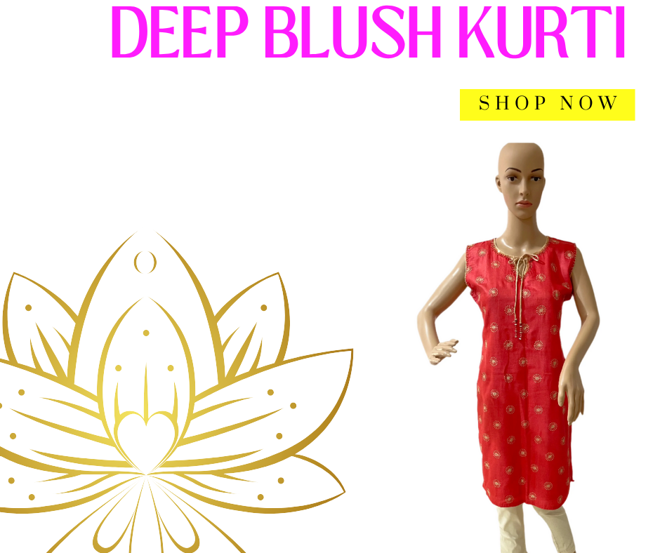 Deep Blush Kurti, cotton silk with delicate embroidery