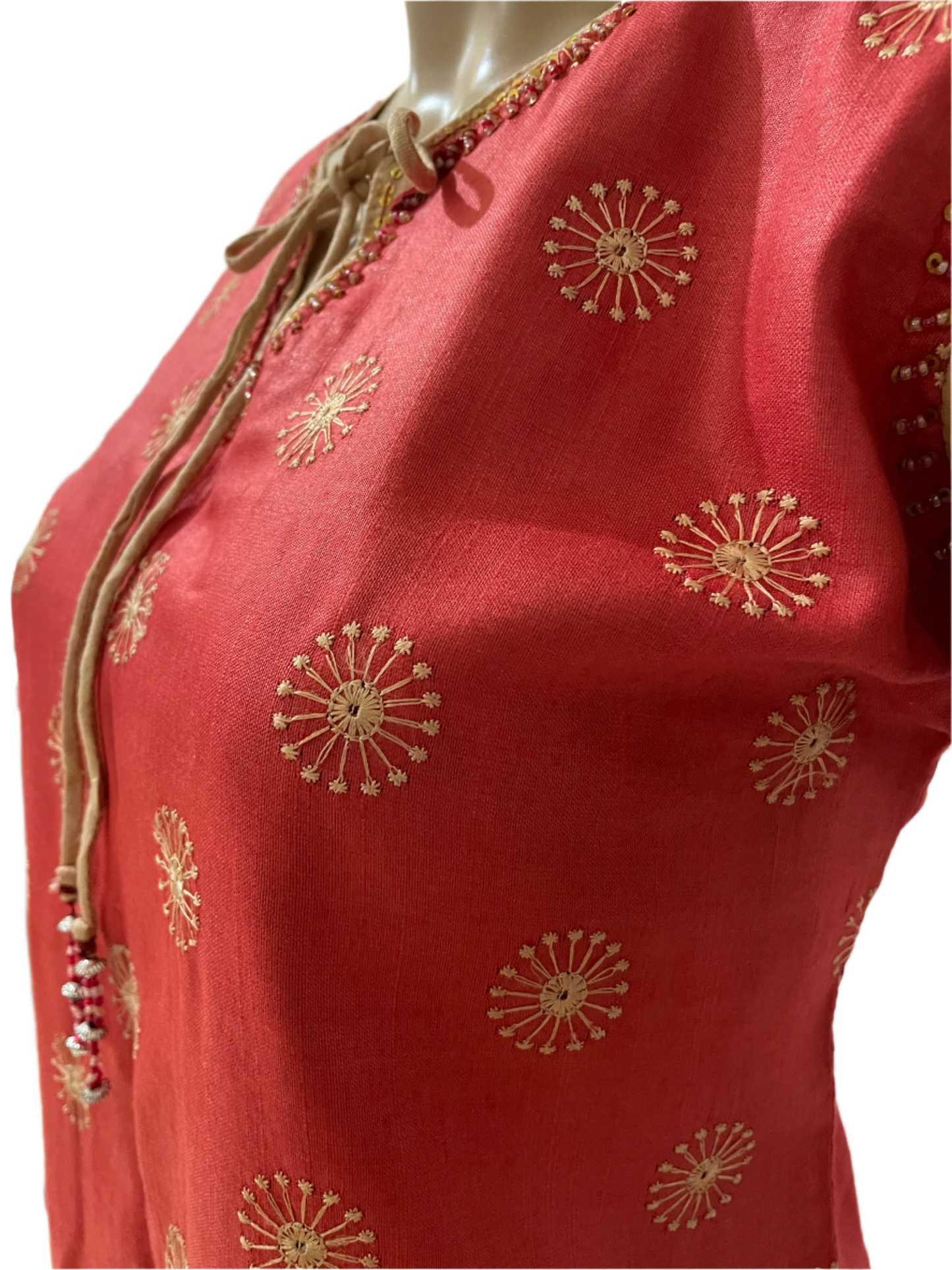 Deep Blush Kurti, cotton silk with delicate embroidery
